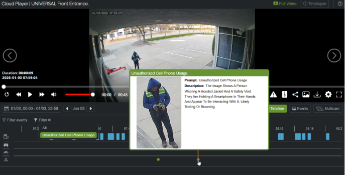 cloud player with AI event search