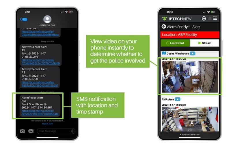 AlarmReady­™ alert via SMS on your smartphone