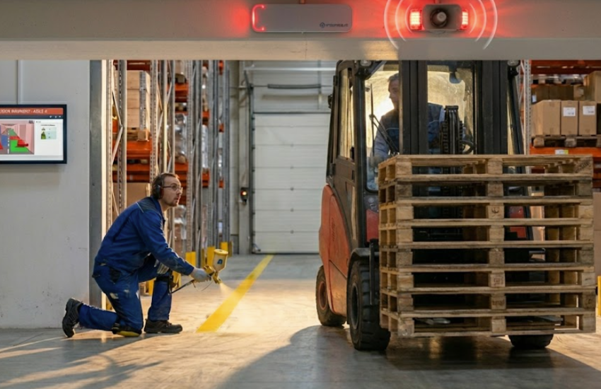 Forklift and Worker